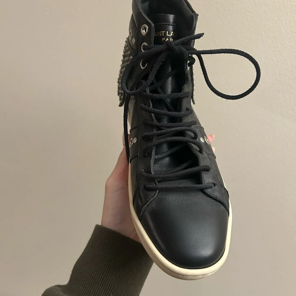Saint Laurent Black Leather High-Tops - Picture 3 of 5